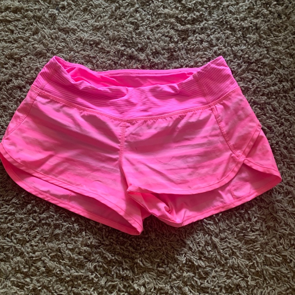 Lululemon rare old neon pink striped speed shorts